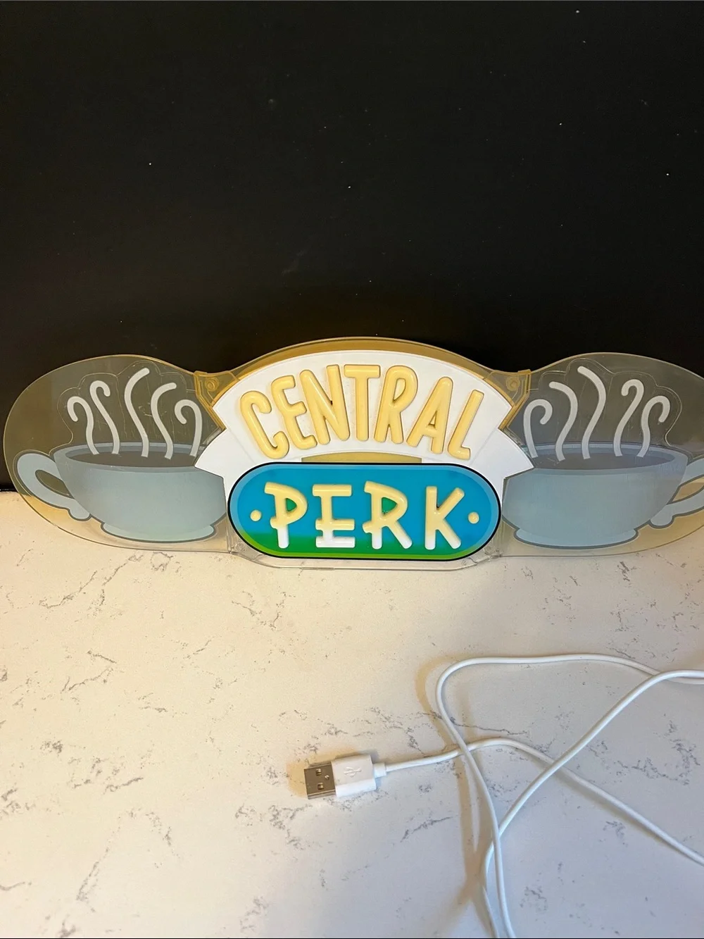 Friends Central Perk Illuminated Wall Sign - Yellow, Blue and Green Cafe Decor